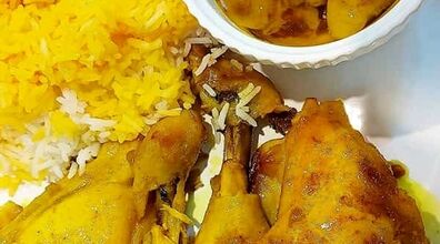 طرز تهیه چلو مرغ زعفرانی | آموزش تهیه چلو مرغ زعفرانی به روش رستورانی بدون رب گوجه فرنگی 